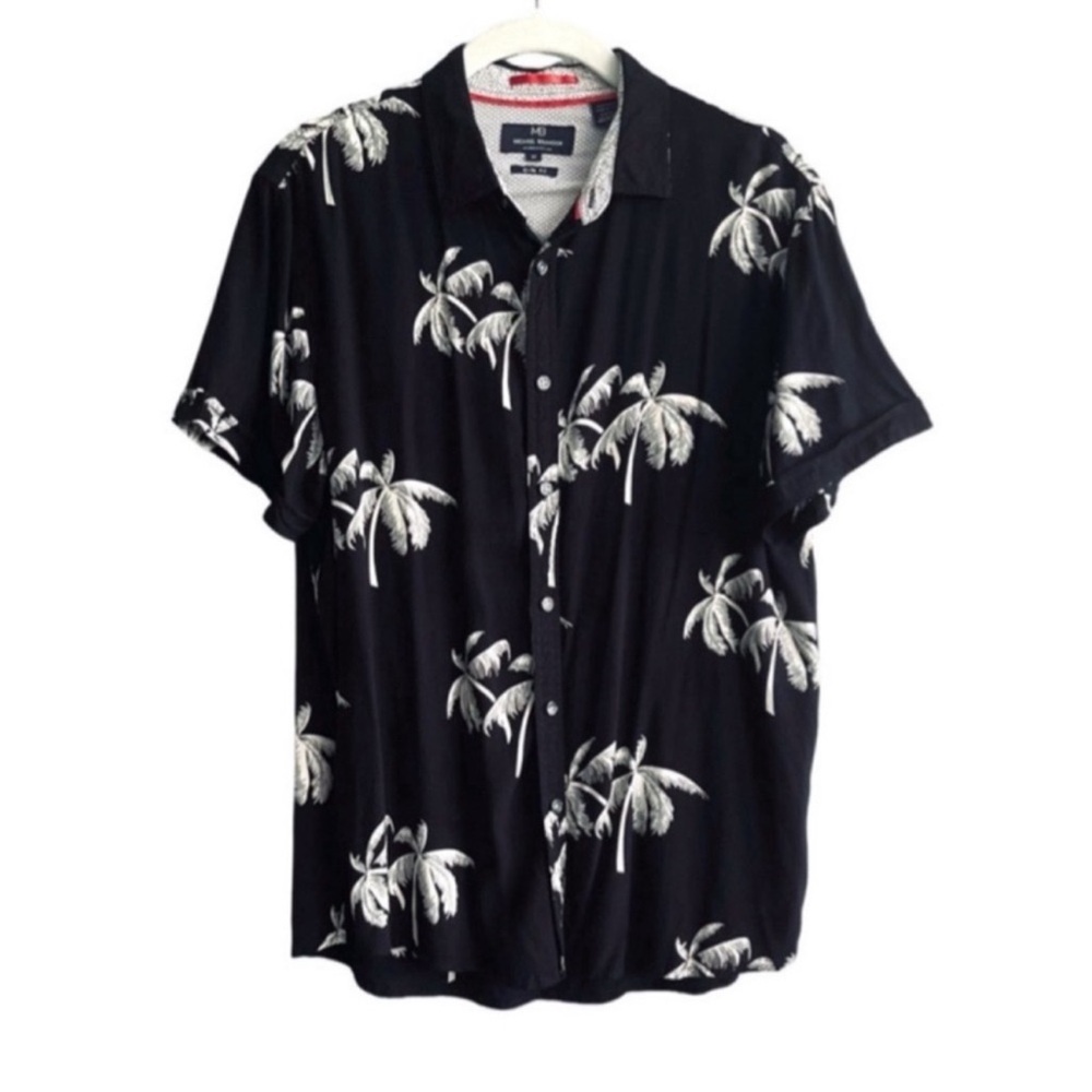 Michael Brandon Button Down Shirt Short Sleeve Slim Fit Black White Size M - Picture 10 of 10